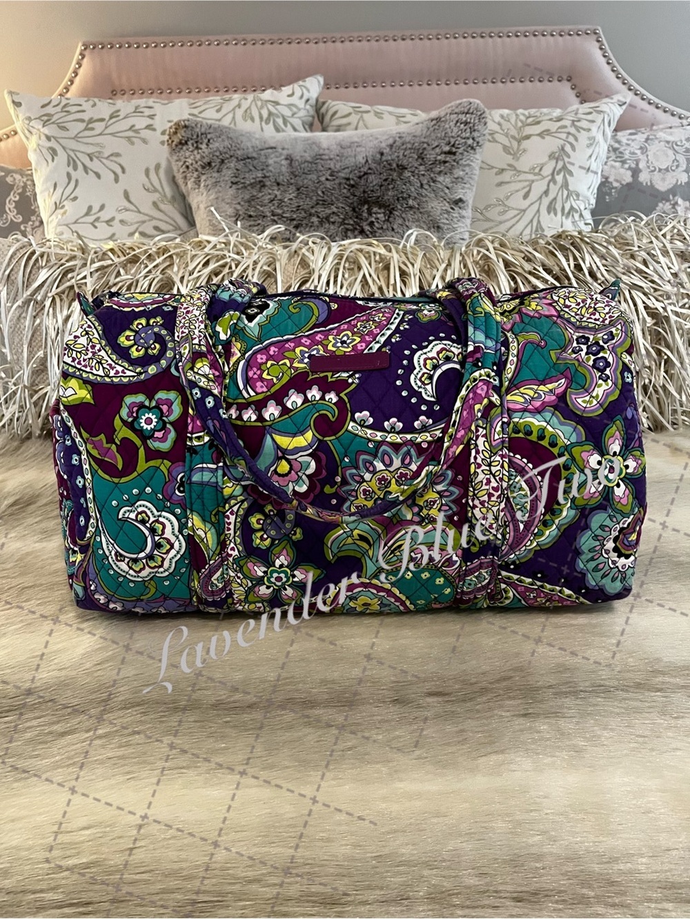 VERA BRADLEY Heather 2013 M Duffle Bag Carryon Travel Purple Green Paisley Y2K